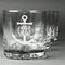 Monogram Anchor Whiskey Glasses Set of 4 - Engraved Front