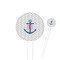 Monogram Anchor 4" Round Plastic Food Picks - White - Single Sided