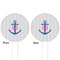Monogram Anchor White Plastic 4" Food Pick - Round - Double Sided - Front & Back