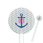 Monogram Anchor 5.5" Round Plastic Stir Sticks - White - Single Sided