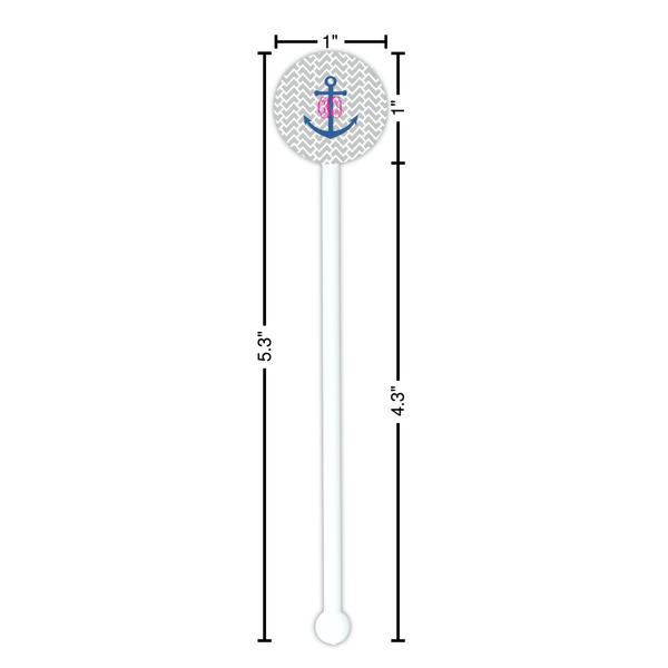 Monogram Anchor White Plastic 5.5" Stir Stick - Round - Dimensions