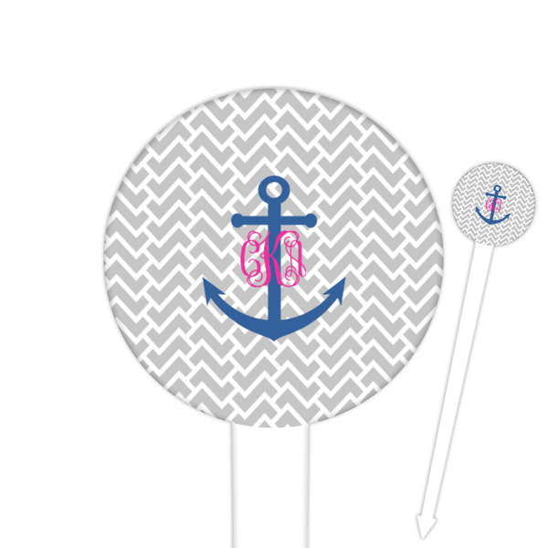 Custom Monogram Anchor Round Plastic Food Picks