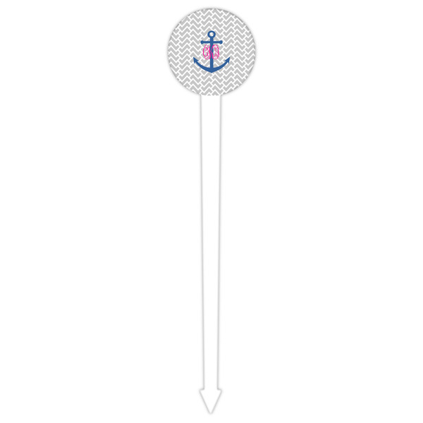 Monogram Anchor White Plastic 6" Food Pick - Round - Single Pick