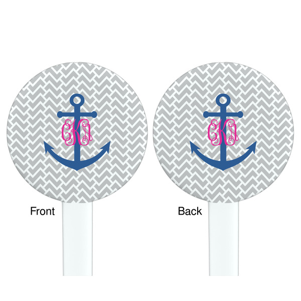 Monogram Anchor White Plastic 7" Stir Stick - Double Sided - Round - Front & Back