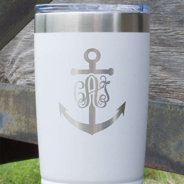 Monogram Anchor White Polar Camel Tumbler - 20oz - Close Up