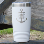 Monogram Anchor 20 oz Stainless Steel Tumbler - White - Double Sided