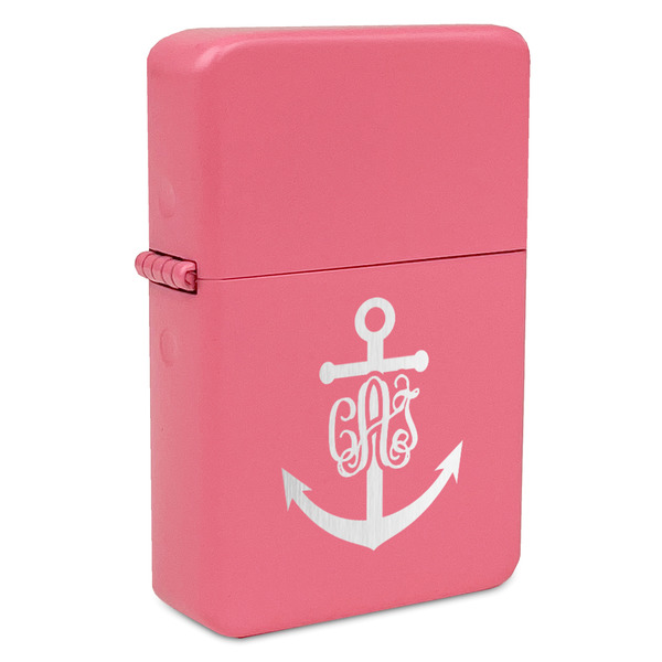 Custom Monogram Anchor Windproof Lighter - Pink - Single Sided