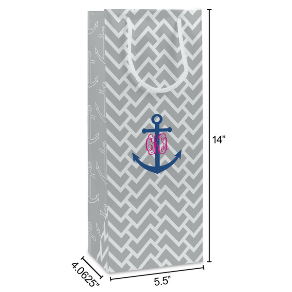 Monogram Anchor Wine Gift Bag - Dimensions