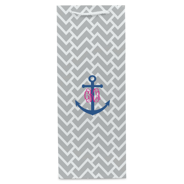 Monogram Anchor Wine Gift Bag - Matte - Front