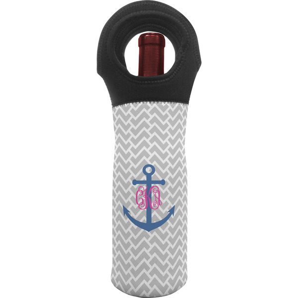 Custom Monogram Anchor Wine Tote Bag