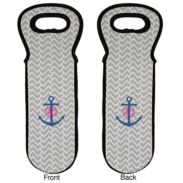 Monogram Anchor Wine Tote Front & Back