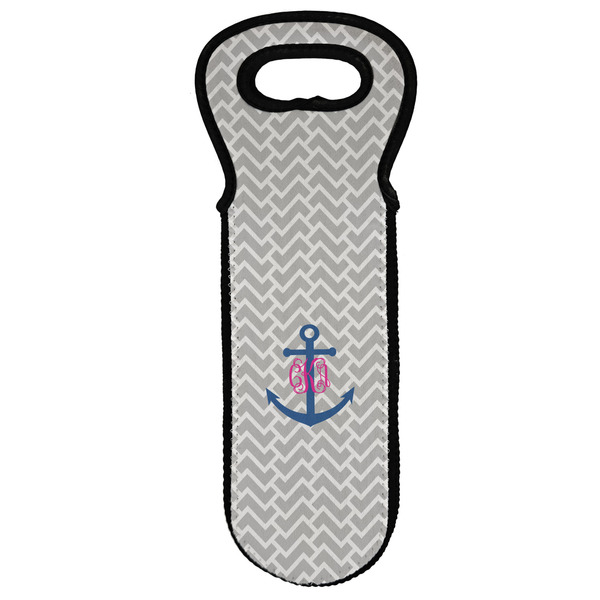 Custom Monogram Anchor Wine Tote Bag