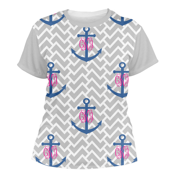Custom Monogram Anchor Women's Crew T-Shirt - 2X Large (Personalized)