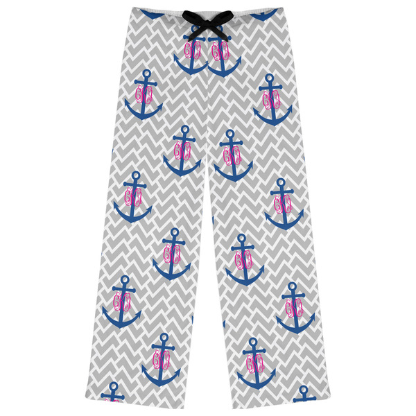 Custom Monogram Anchor Womens Pajama Pants - M (Personalized)