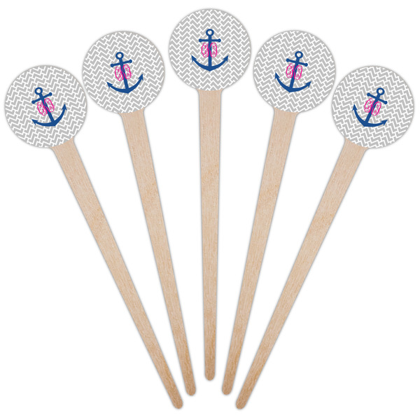 Monogram Anchor Wooden 4" Food Pick - Round - Fan View