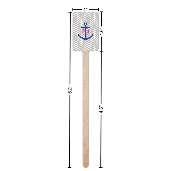 Monogram Anchor Wooden 6.25" Stir Stick - Rectangular - Dimensions