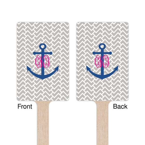Monogram Anchor Wooden 6.25" Stir Stick - Rectangular - Double Sided - Front & Back
