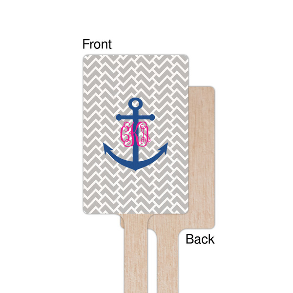 Monogram Anchor Wooden 6.25" Stir Stick - Rectangular - Single - Front & Back