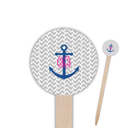 Monogram Anchor 6" Round Wooden Food Picks - Double Sided