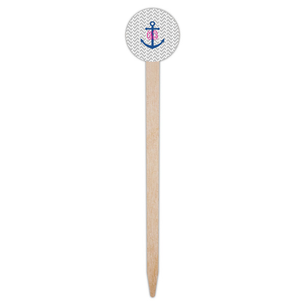 Monogram Anchor Wooden 6" Food Pick - Round - Single Pick