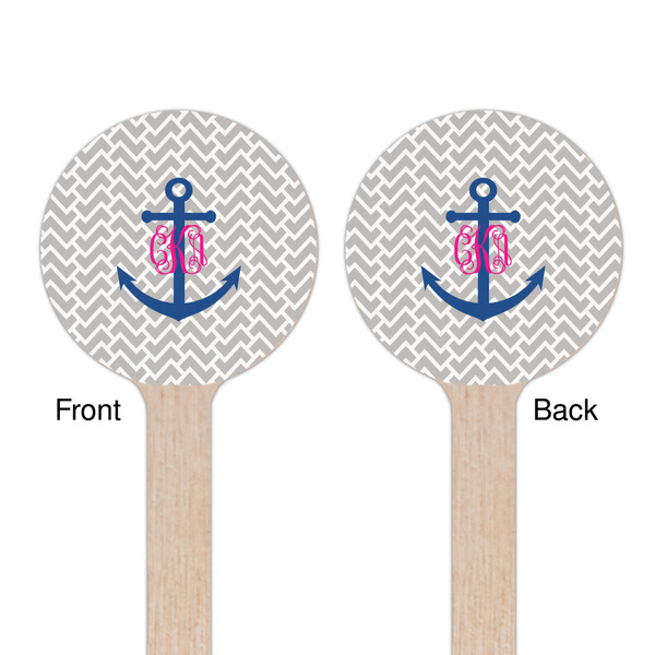 Monogram Anchor Wooden 6" Stir Stick - Round - Double Sided - Front & Back