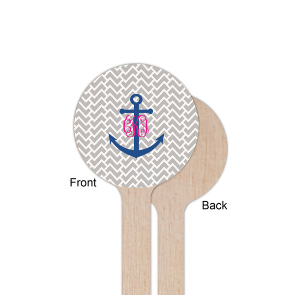 Monogram Anchor Wooden 6" Stir Stick - Round - Single Sided - Front & Back