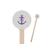 Monogram Anchor 7.5" Round Wooden Stir Sticks - Single Sided