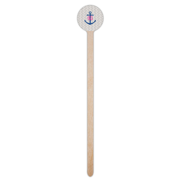 Monogram Anchor Wooden 7.5" Stir Stick - Round - Single Stick