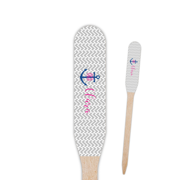 Custom Monogram Anchor Paddle Wooden Food Picks - Single Sided