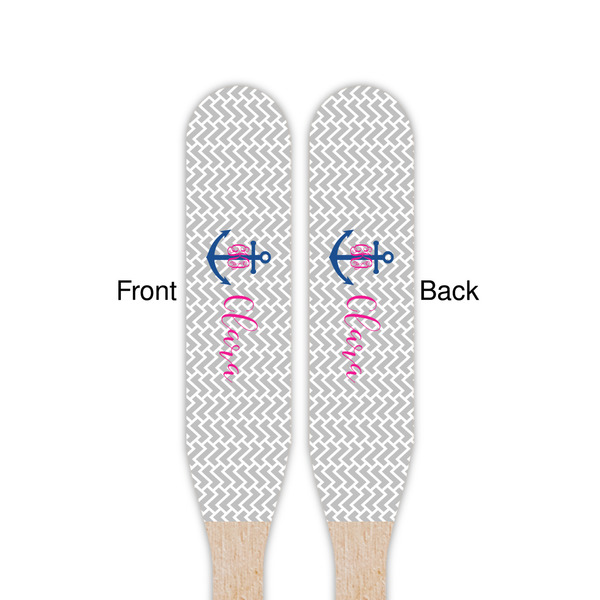 Monogram Anchor Wooden Food Pick - Paddle - Double Sided - Front & Back