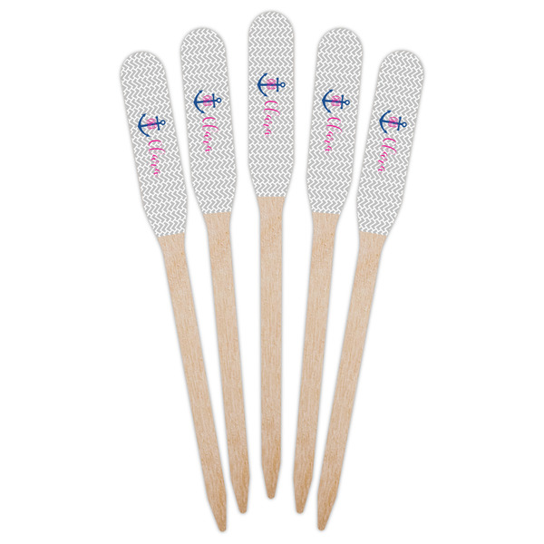 Monogram Anchor Wooden Food Pick - Paddle - Fan View