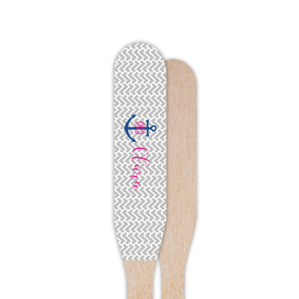 Monogram Anchor Wooden Food Pick - Paddle - Single Sided - Front & Back