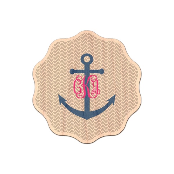 Custom Monogram Anchor Genuine Maple or Cherry Wood Sticker (Personalized)