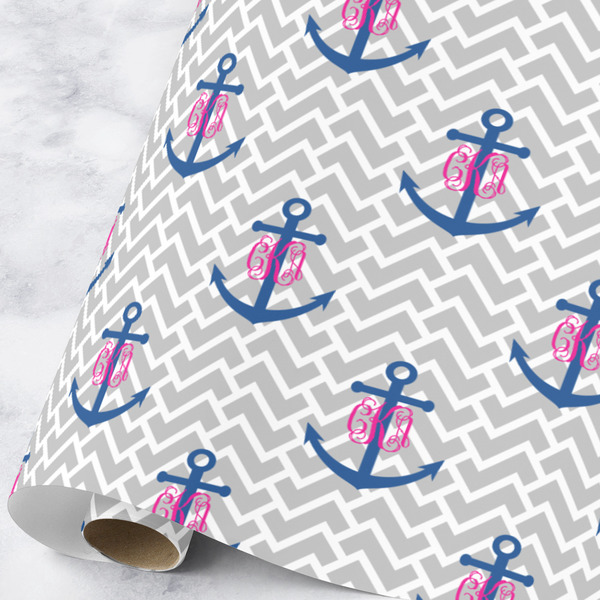 Custom Monogram Anchor Wrapping Paper Roll - Large