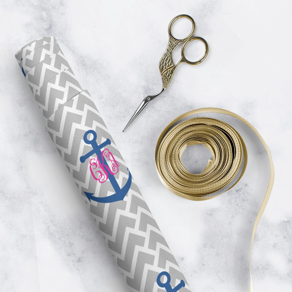 Monogram Anchor Wrapping Paper Roll - Matte - In Context