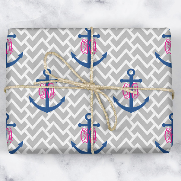Monogram Anchor Wrapping Paper Roll - Matte - Wrapped Box