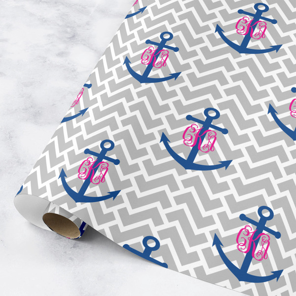 Custom Monogram Anchor Wrapping Paper Roll - Small