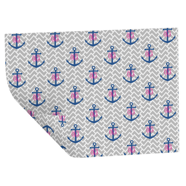 Custom Monogram Anchor Wrapping Paper Sheets - Double-Sided - 20" x 28"