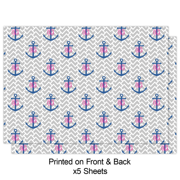 Monogram Anchor Wrapping Paper Sheet - Double Sided - Front