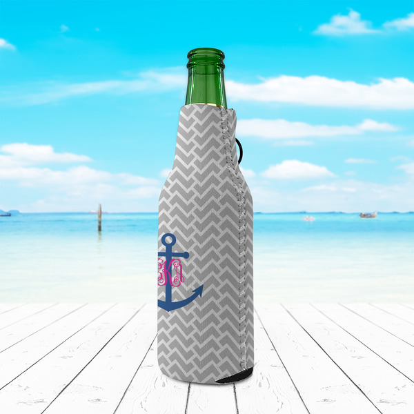 Monogram Anchor Zipper Bottle Cooler - LIFESTYLE
