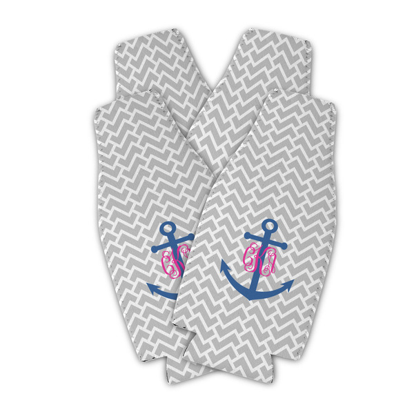 Monogram Anchor Zipper Bottle Cooler - Set of 4 - PARENT MAIN (flat)