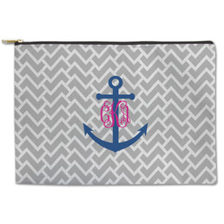 Monogram Anchor Zipper Pouch - Large - 12.5"x8.5" (Personalized)