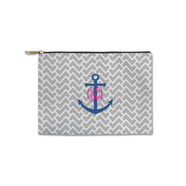 Custom Monogram Anchor Zipper Pouch - Small - 8.5"x6" (Personalized)