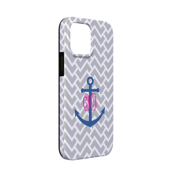 Custom Monogram Anchor iPhone Case - Rubber Lined - iPhone 13 Mini
