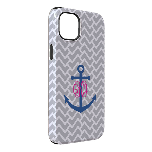 Custom Monogram Anchor iPhone Case - Rubber Lined - iPhone 14 Plus