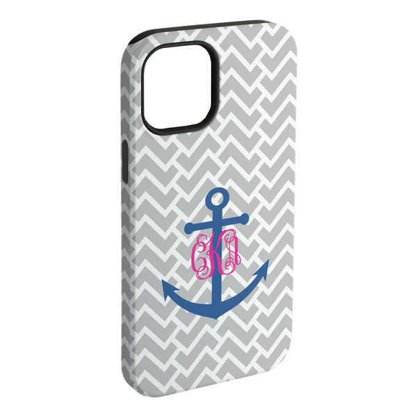 Custom Monogram Anchor iPhone Case - Rubber Lined - iPhone 15 Pro Max