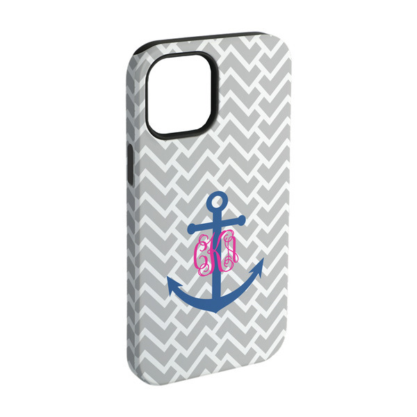 Custom Monogram Anchor iPhone Case - Rubber Lined - iPhone 15 Pro