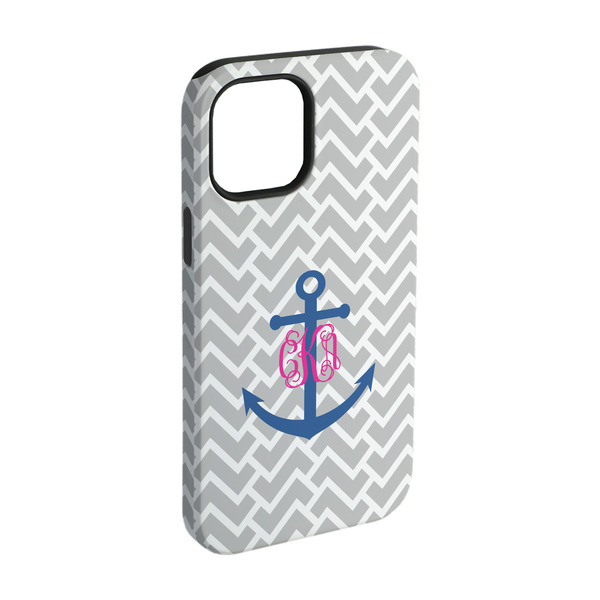 Custom Monogram Anchor iPhone Case - Rubber Lined - iPhone 15