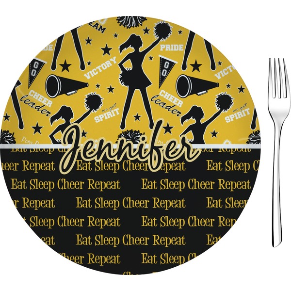 Custom Cheer 8" Glass Appetizer / Dessert Plates - Single or Set (Personalized)
