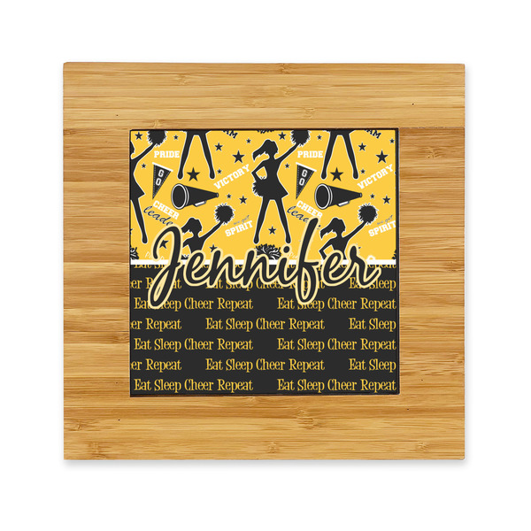 Custom Cheer Bamboo Trivet with Ceramic Tile Insert (Personalized)